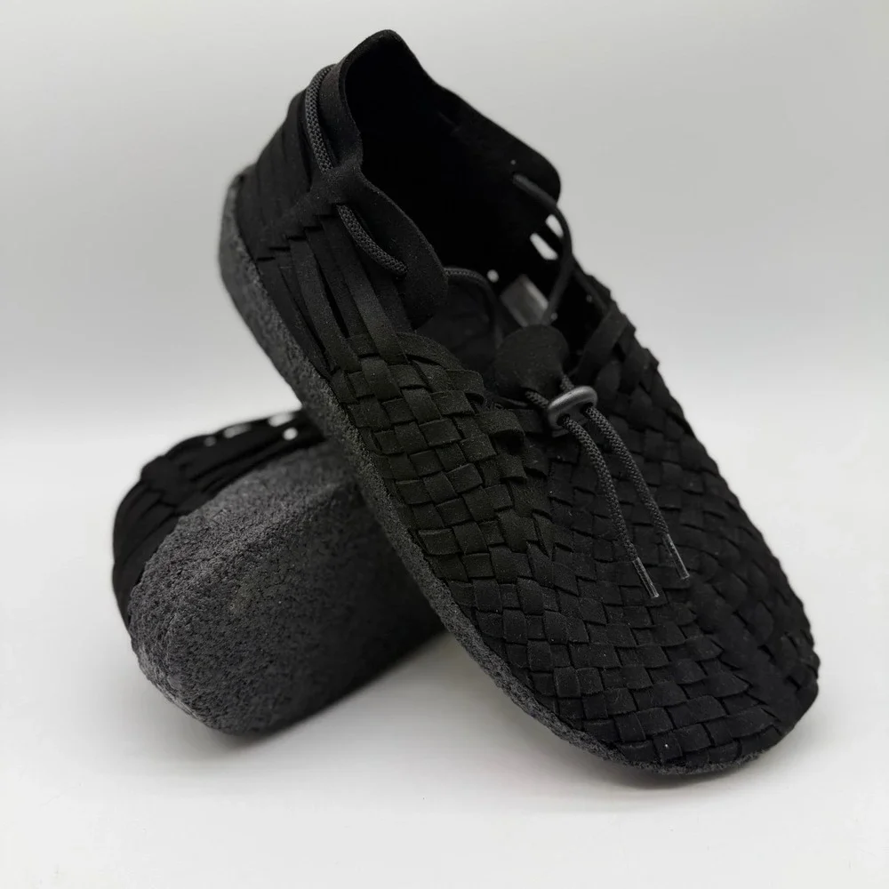 Malibu Sandals Mens‎ 11Colony Classic Black Vegan Suede Woven Shoes MS05-0001